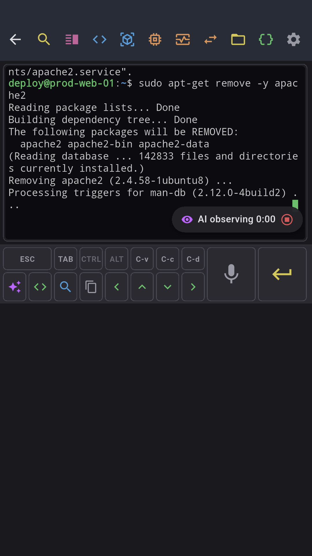AI observing a long-running command