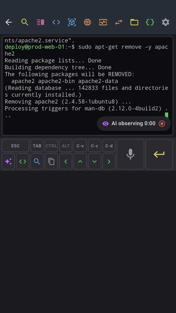 AI observing a long-running command