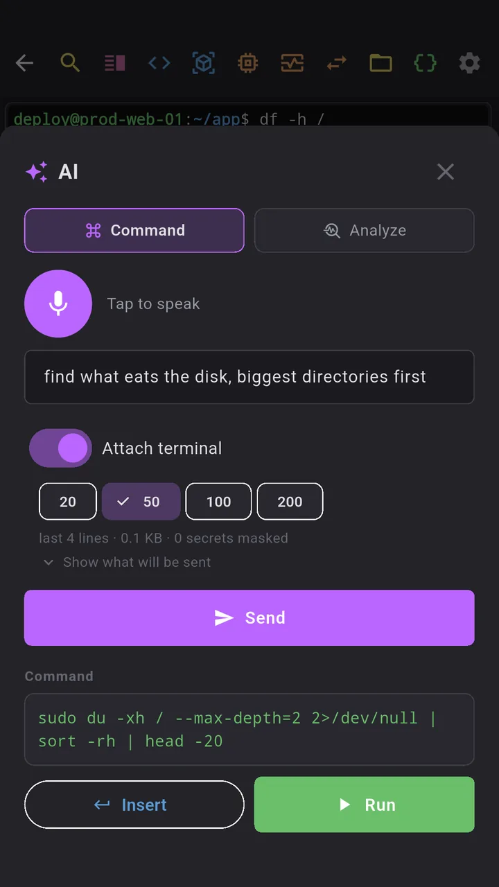 AI command from a spoken request