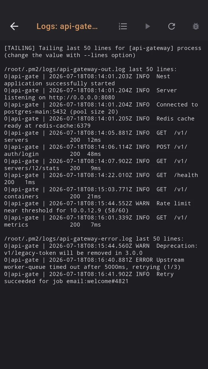 PM2 logs